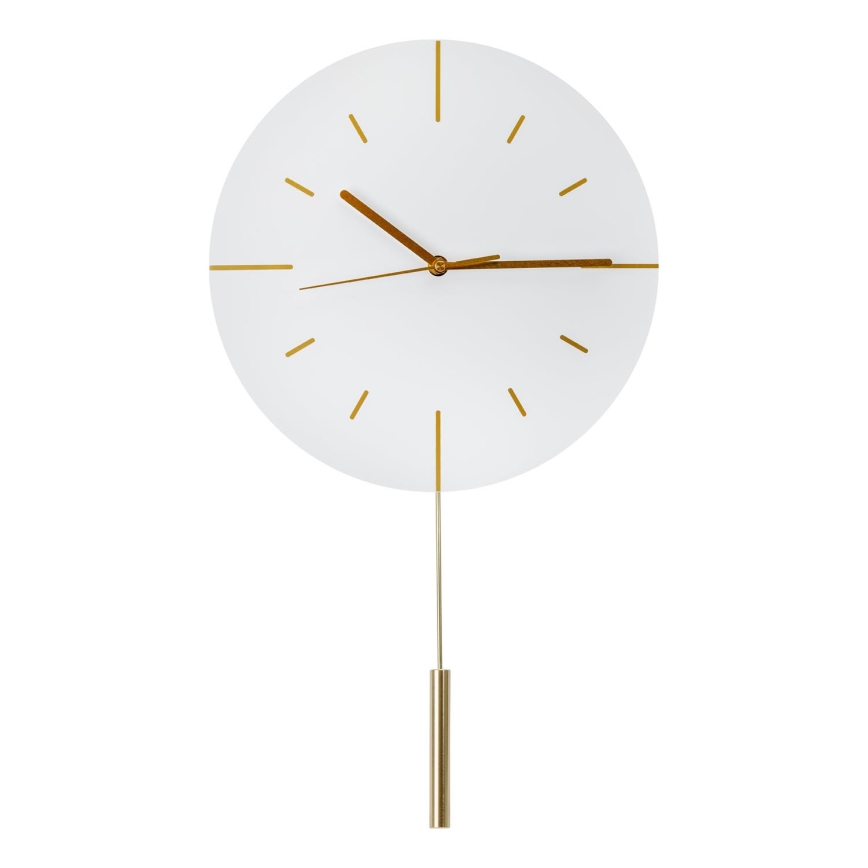 Seinäkello heilurilla halkaisija 30 cm 1xAA valkoinen/kulta