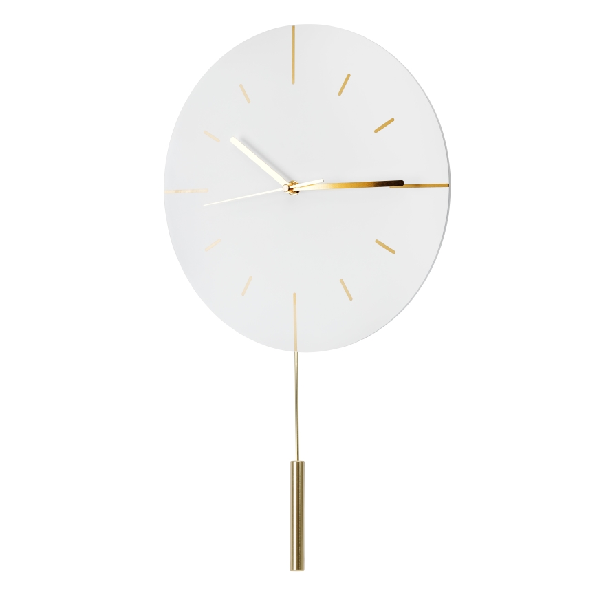 Seinäkello heilurilla halkaisija 30 cm 1xAA valkoinen/kulta