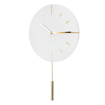 Seinäkello heilurilla, halkaisija 30 cm, 1xAA, valkoinen/kulta