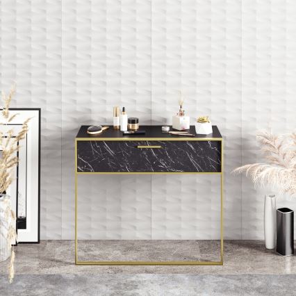 Seinäkiinnitteinen konsolipöytä POLKA 76,8x90 cm kulta/musta