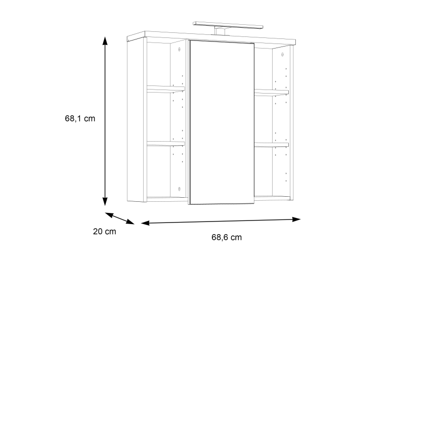 Seinäkiinnitteinen kylpyhuonekaappi peilillä VENOM antrasiitti/ruskea