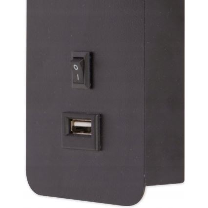 Seinäkohdevalaisin USB-laturilla 1xGU10/35W/230V musta