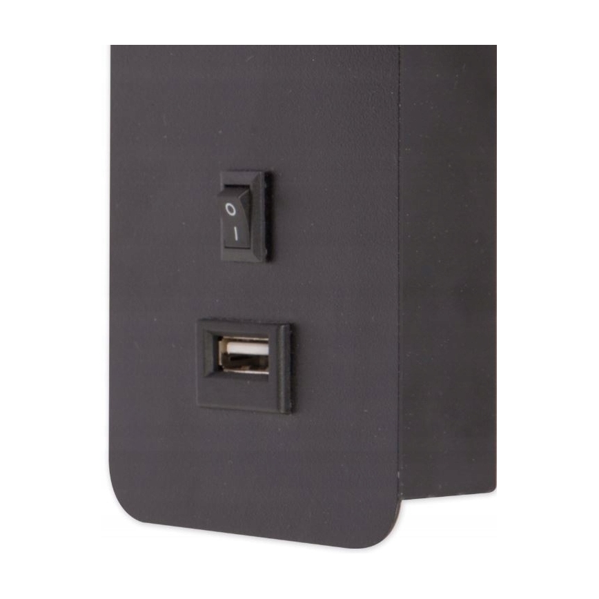 Seinäkohdevalaisin USB-laturilla 1xGU10/35W/230V musta