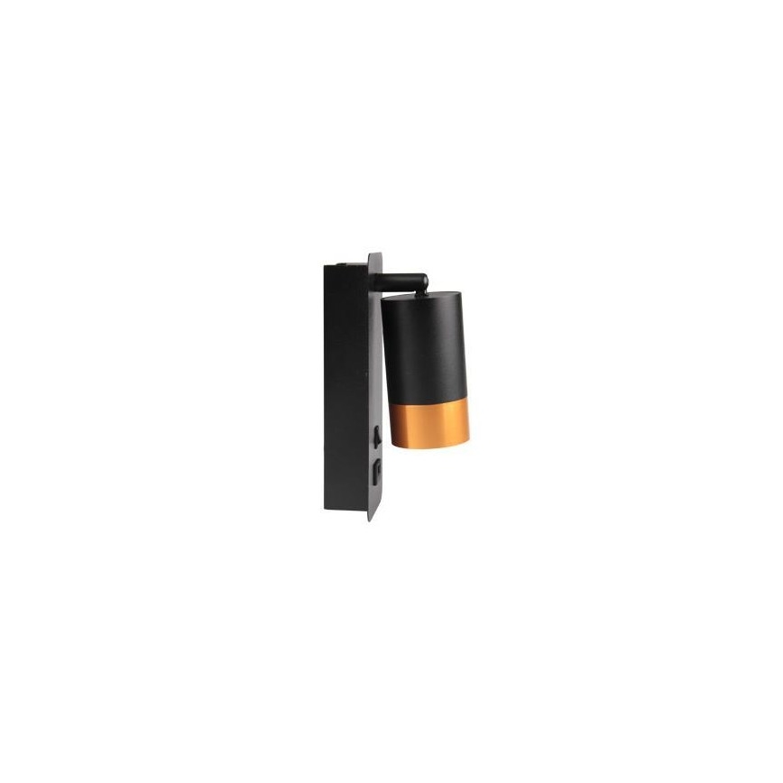 Seinäkohdevalaisin USB-laturilla 1xGU10/35W/230V musta/kupari