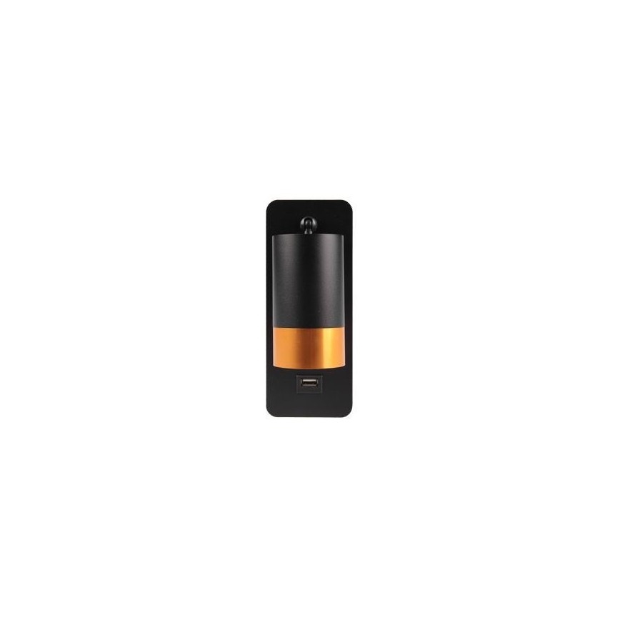 Seinäkohdevalaisin USB-laturilla 1xGU10/35W/230V musta/kupari