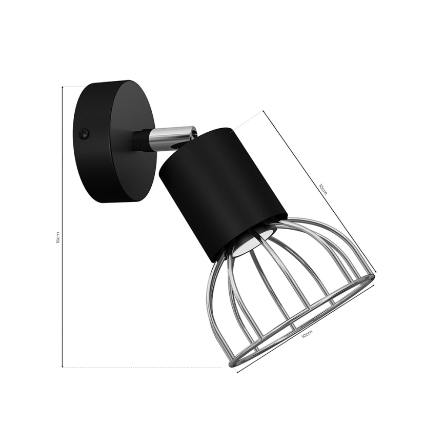 Seinäkohdevalo DANTE 1xGU10/25W/230V musta/kiiltävä kromi