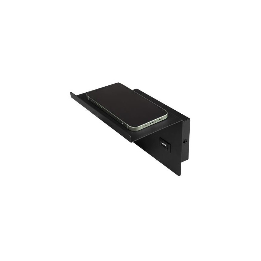 Seinäkohdevalo hyllyllä ja USB Laturi 1xG9/35W/230V musta/kulta