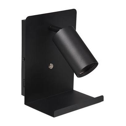 Seinäkohdevalo hyllyllä ja USB Laturi 1xGU10/35W/230V musta