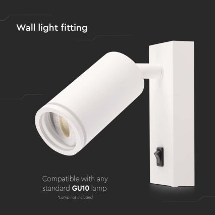 Seinäkohdevalo kytkimellä 1xGU10/35W/230V valkoinen