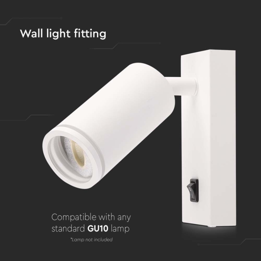 Seinäkohdevalo kytkimellä 1xGU10/35W/230V valkoinen