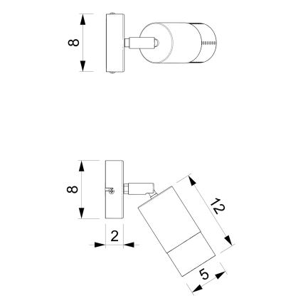 Seinäkohdevalo LINK 1xGU10/8W/230V musta/messinki