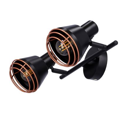 Seinäkohdevalo NERIA 2xE14/40W/230V musta/kupari