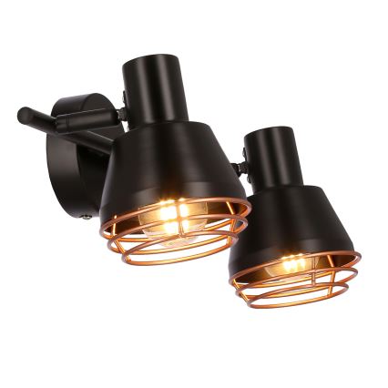 Seinäkohdevalo NERIA 2xE14/40W/230V musta/kupari