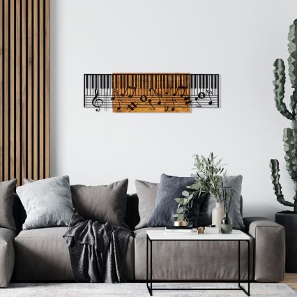 Seinäkoriste 100x30 cm piano puu/metalli