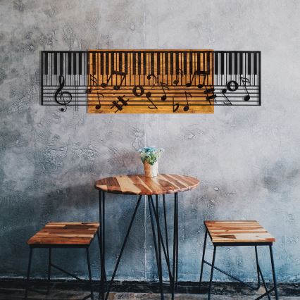 Seinäkoriste 100x30 cm piano puu/metalli