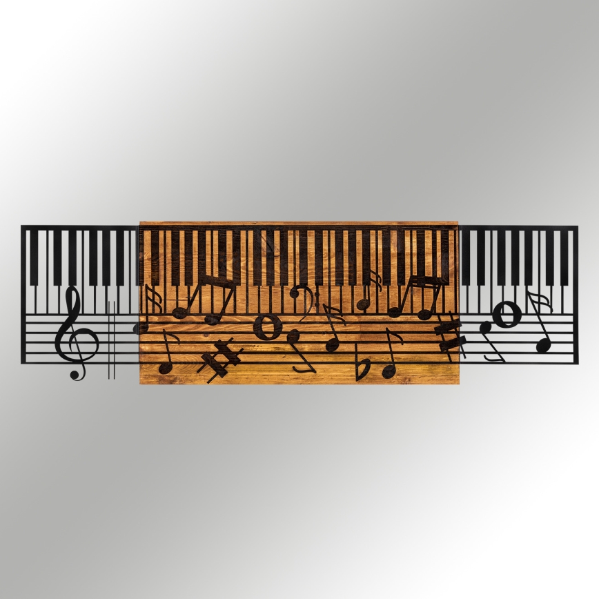 Seinäkoriste 100x30 cm piano puu/metalli