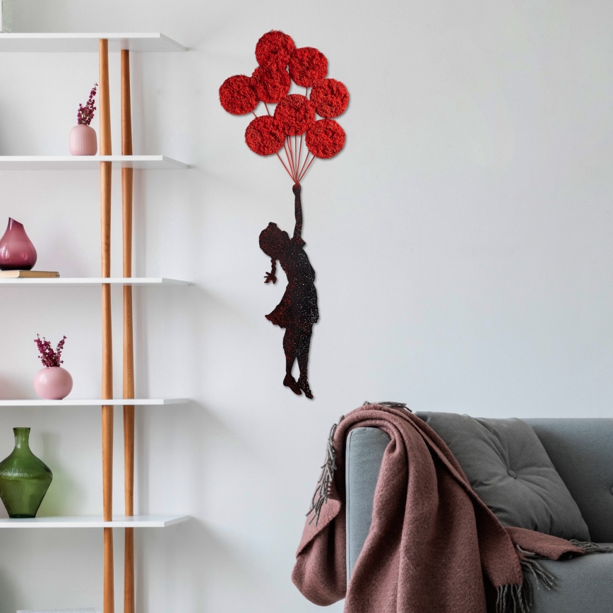 Seinäkoriste 100x34 cm tyttö metalli/sammal