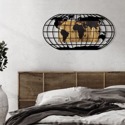 Seinäkoriste 102x50 cm maapallo puu/metalli