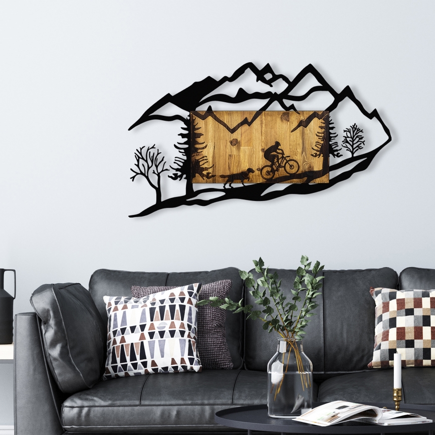 Seinäkoriste 110x65 cm pyöräajelu puu/metalli