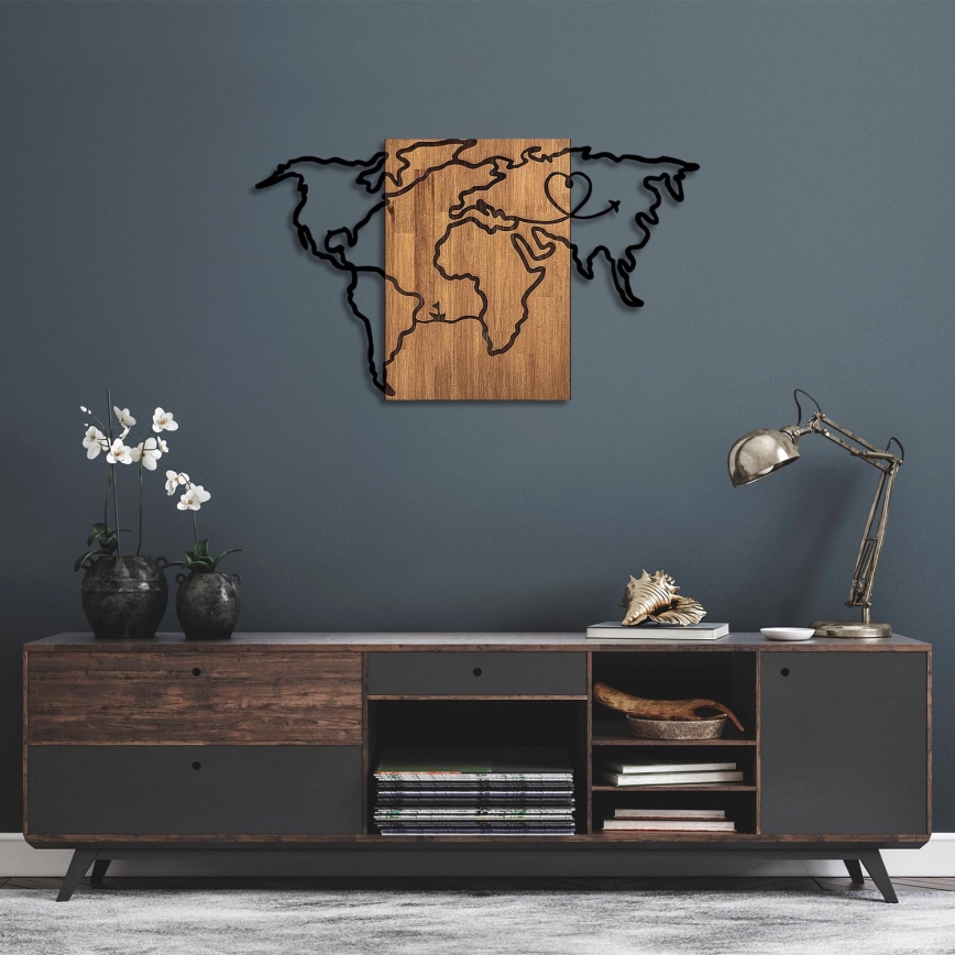 Seinäkoriste 118x70 cm kartta puu/metalli