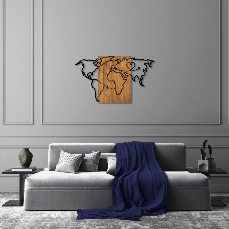 Seinäkoriste 118x70 cm kartta puu/metalli