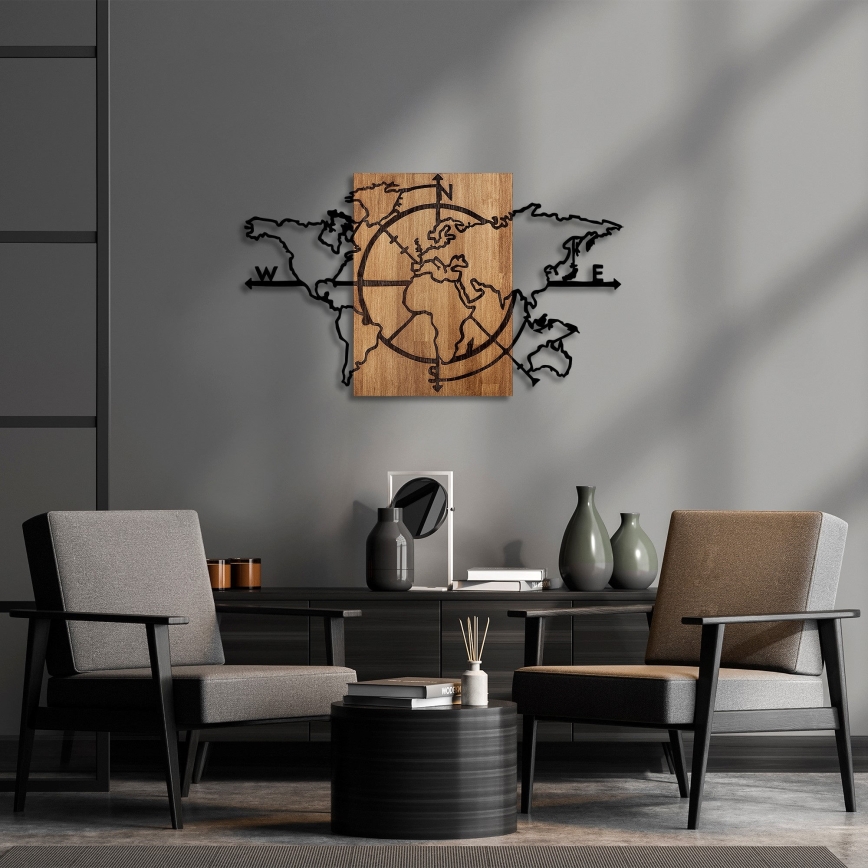 Seinäkoriste 119x70 cm kartta puu/metalli