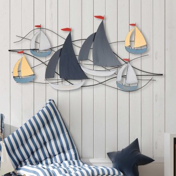 Seinäkoriste 120x60 cm purjevene metalli