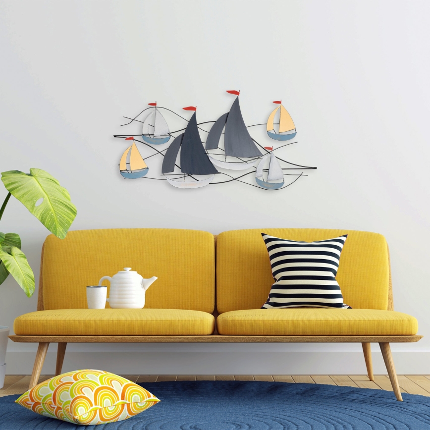 Seinäkoriste 120x60 cm purjevene metalli