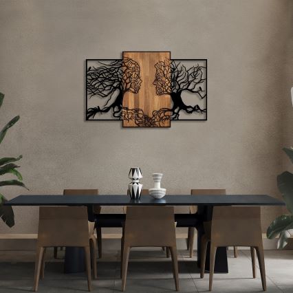 Seinäkoriste 125x79 cm elämän puut puu/metalli