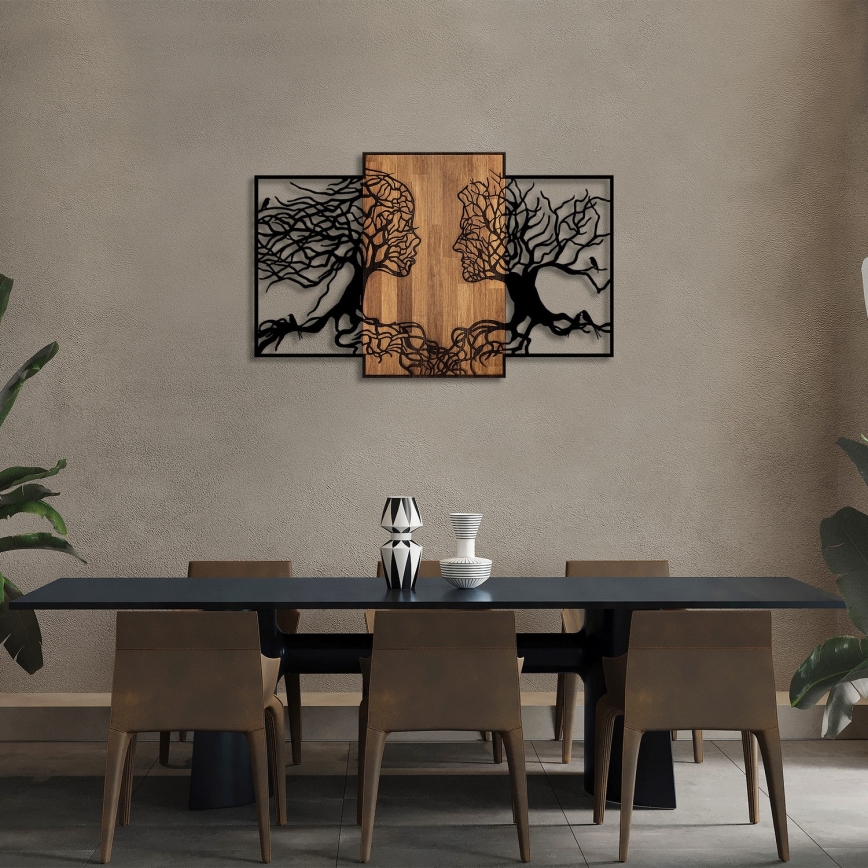 Seinäkoriste 125x79 cm elämän puut puu/metalli