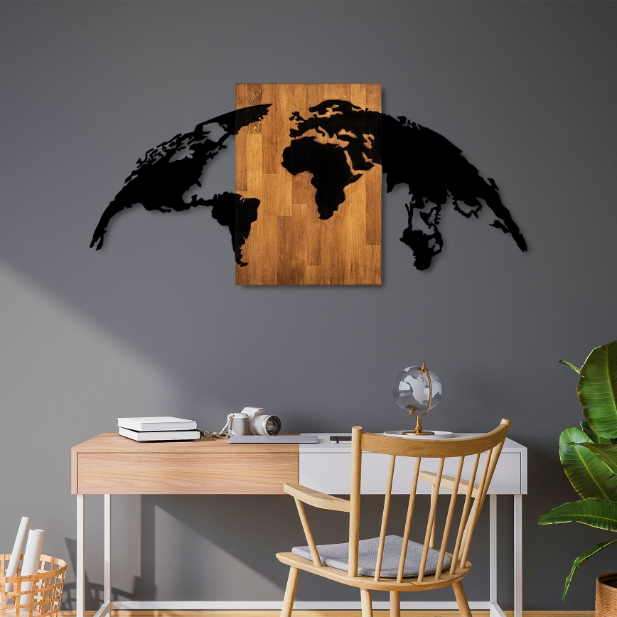 Seinäkoriste 150x70 cm maapallo puu/metalli