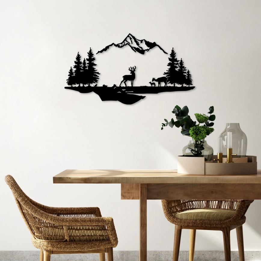 Seinäkoriste 2 kpl 70x38 cm Peura metalli/musta