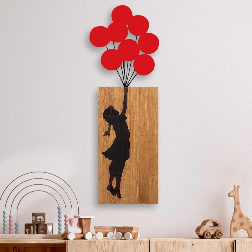 Seinäkoriste 34x99 cm tyttö puu/metalli
