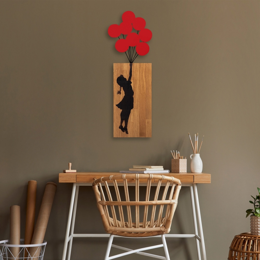 Seinäkoriste 34x99 cm tyttö puu/metalli
