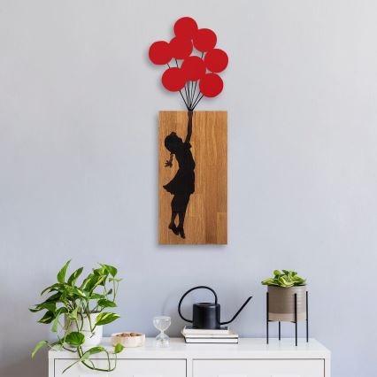 Seinäkoriste 34x99 cm tyttö puu/metalli