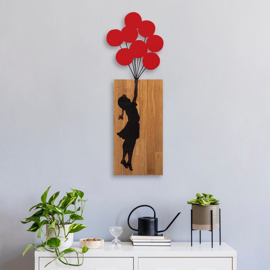 Seinäkoriste 34x99 cm tyttö puu/metalli