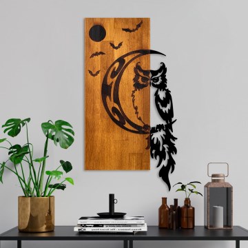 Seinäkoriste 36x66 cm pöllö puu/metalli