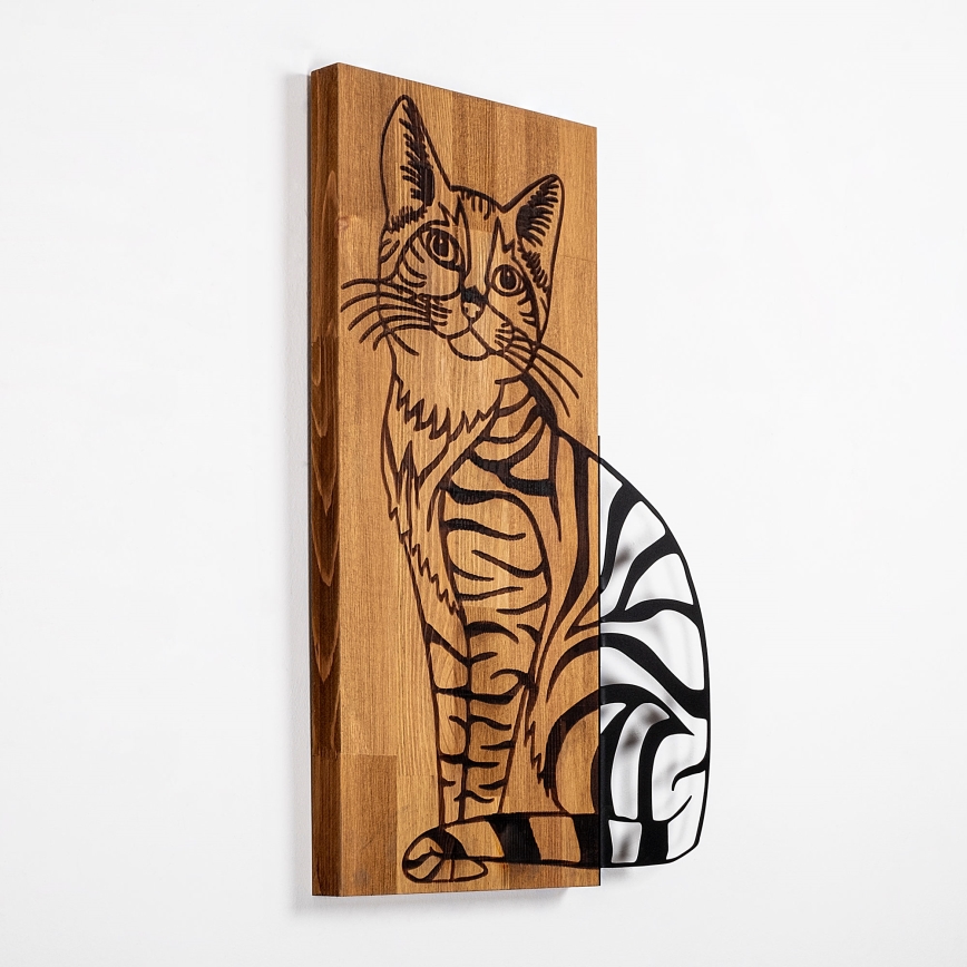 Seinäkoriste 38x58 cm kissa puu/metalli