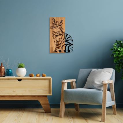 Seinäkoriste 38x58 cm kissa puu/metalli