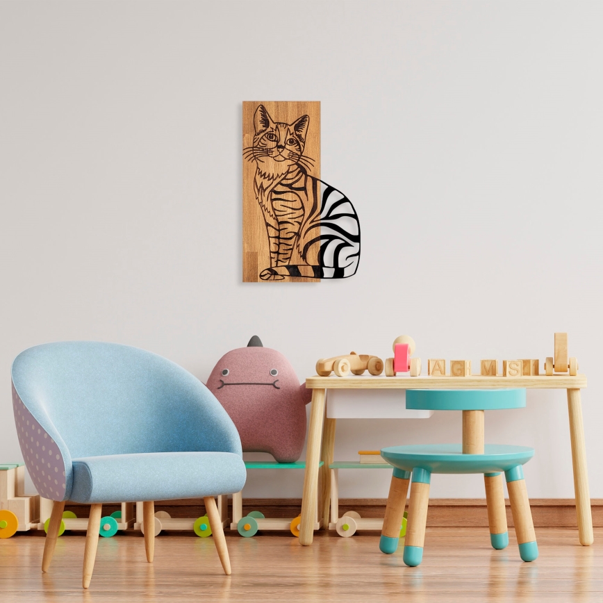 Seinäkoriste 38x58 cm kissa puu/metalli