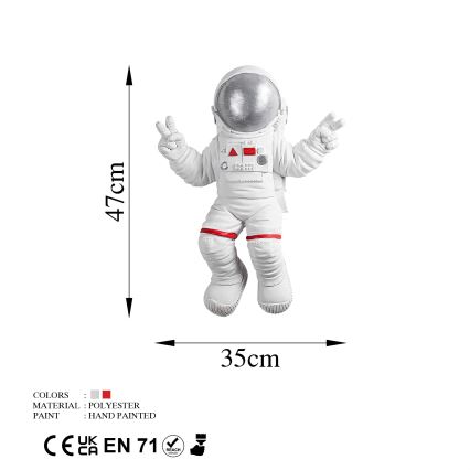 Seinäkoriste 47x35 cm astronaut hopea