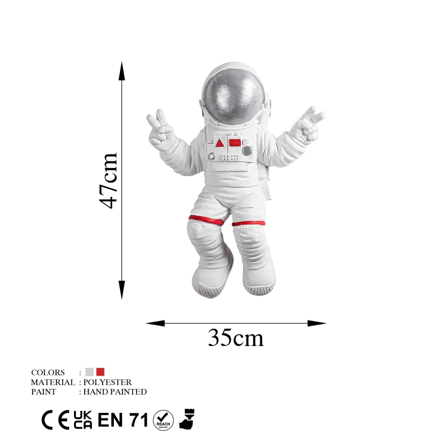 Seinäkoriste 47x35 cm astronaut hopea