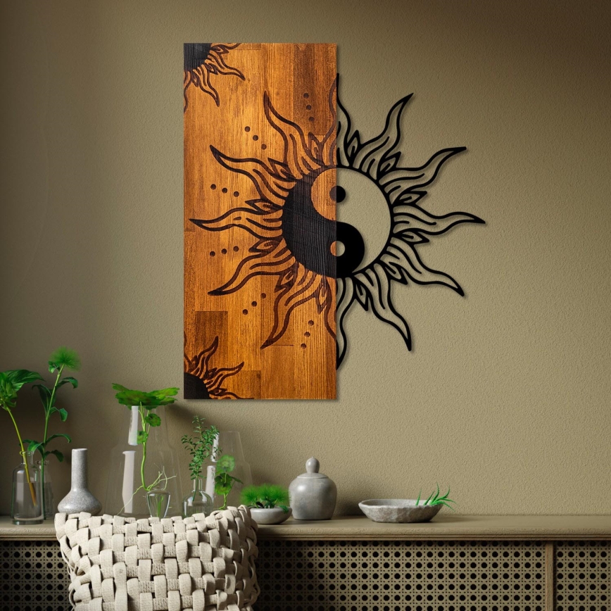 Seinäkoriste 50x58 cm jin jang puu/metalli