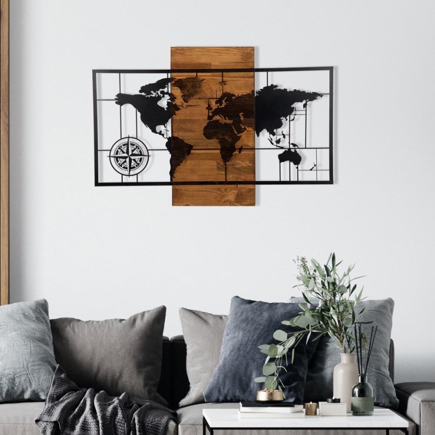 Seinäkoriste 58x85 cm kartta puu/metalli