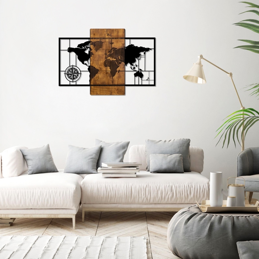 Seinäkoriste 58x85 cm karttta puu/metalli