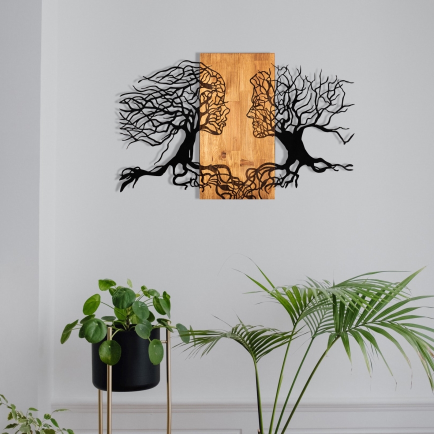 Seinäkoriste 58x92 cm elämänpuu puu/metalli