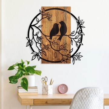 Seinäkoriste 59x57 cm lintuja puu/metalli