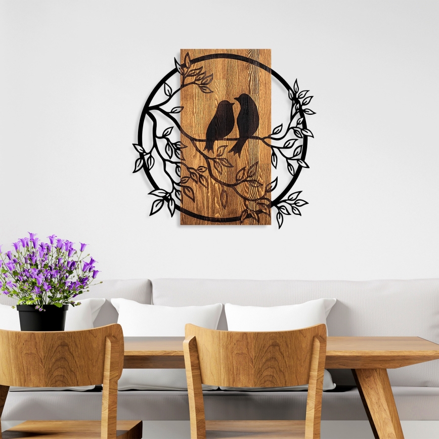 Seinäkoriste 59x57 cm lintuja puu/metalli