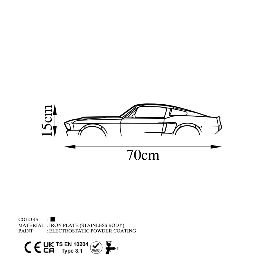 Seinäkoriste 70x15 cm car metalli