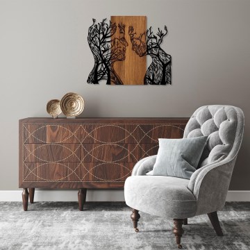 Seinäkoriste 70x58 cm elämän puut puu/metalli